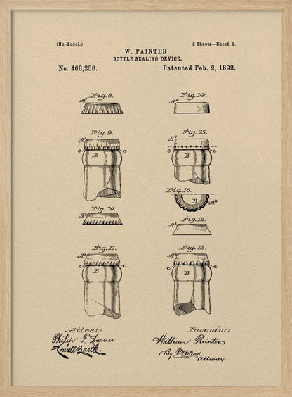 Bottle Sealing Device Patent 1892 - Poster / Art Print