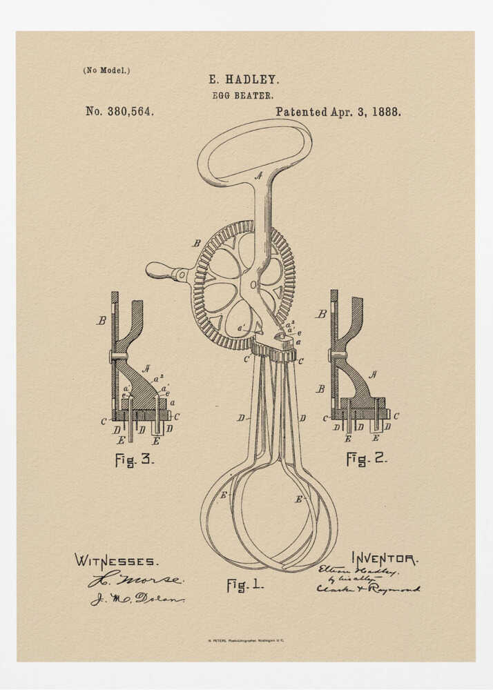 Egg Beater Patent 1888 - Poster / Art Print