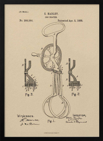 Egg Beater Patent 1888 - Poster / Art Print