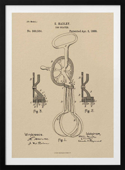 Egg Beater Patent 1888 - Poster / Art Print