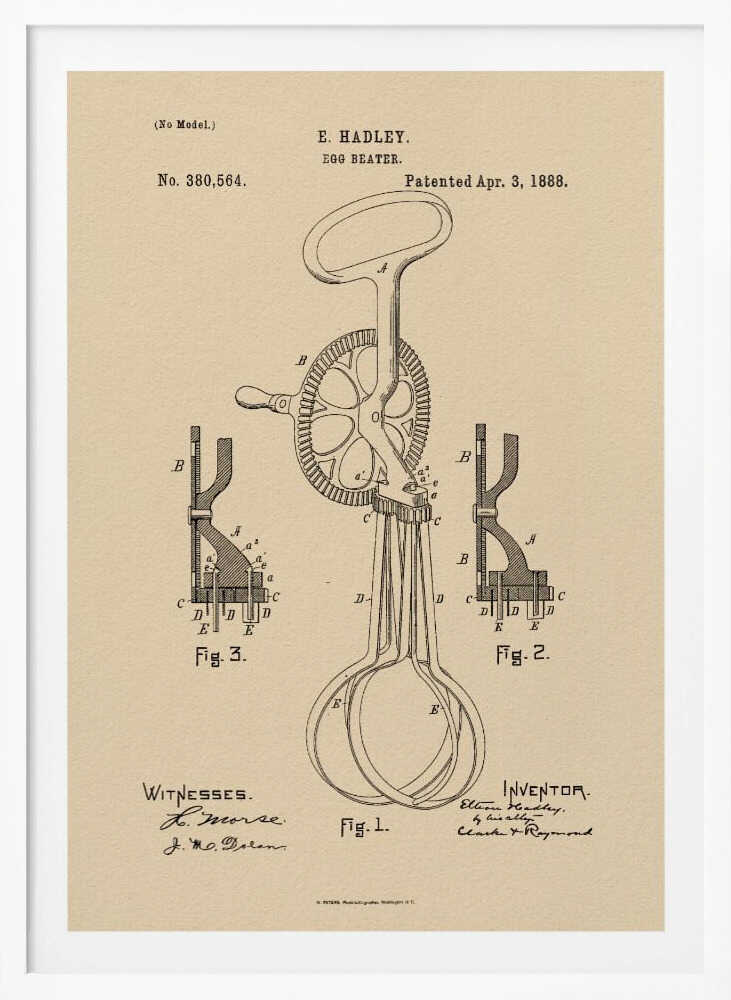 Egg Beater Patent 1888 - Poster / Art Print
