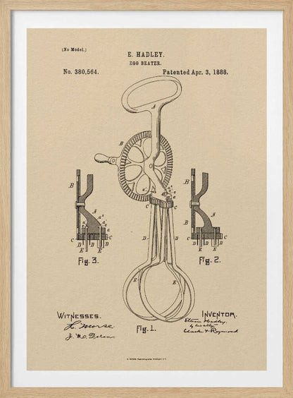 Egg Beater Patent 1888 - Poster / Art Print