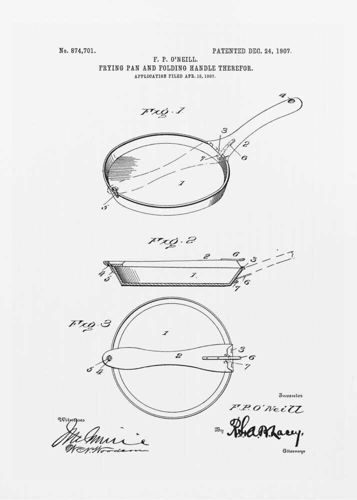Frying Pan Patent 1907 - Poster / Art Print