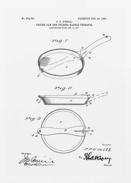 Frying Pan Patent 1907 - Poster / Art Print