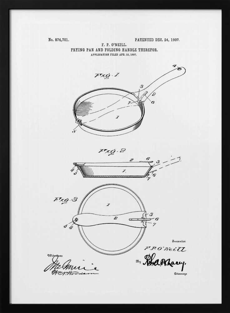 Frying Pan Patent 1907 - Poster / Art Print