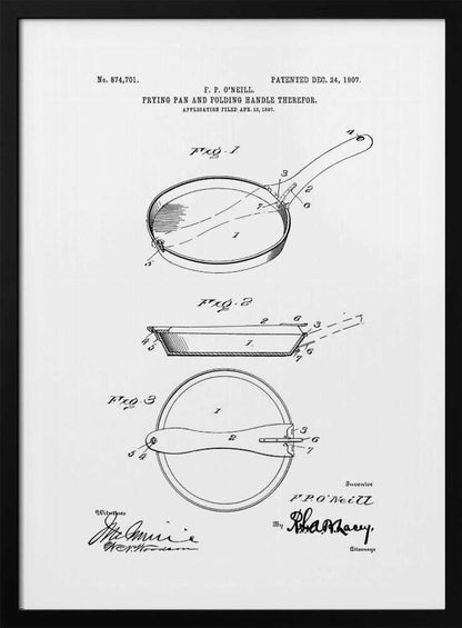 Frying Pan Patent 1907 - Poster / Art Print