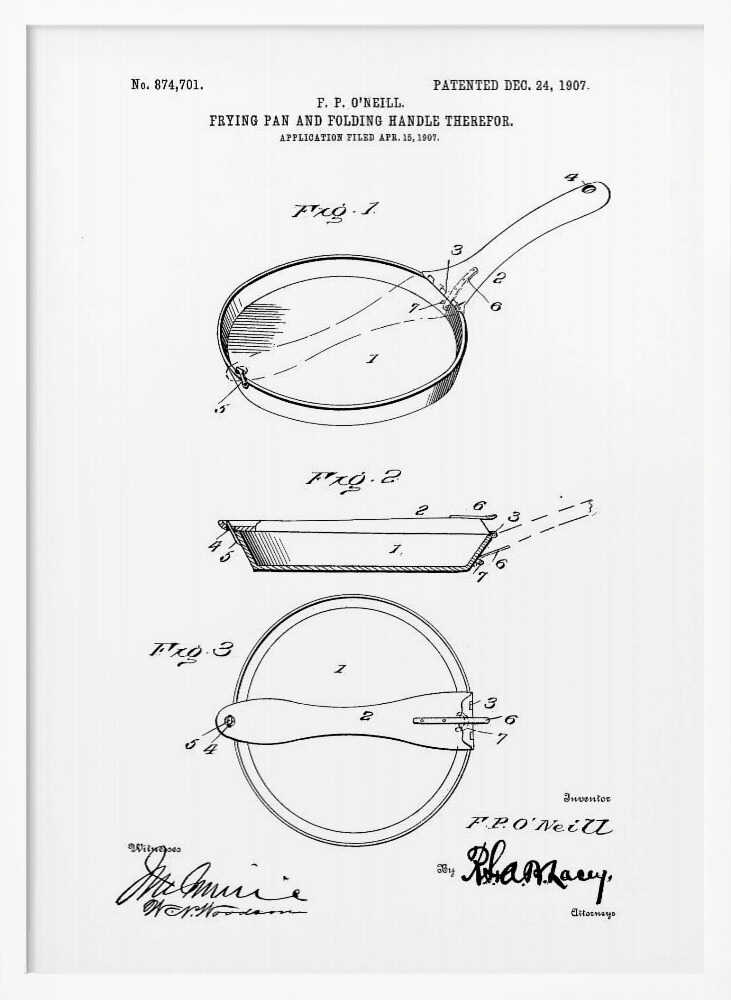 Frying Pan Patent 1907 - Poster / Art Print