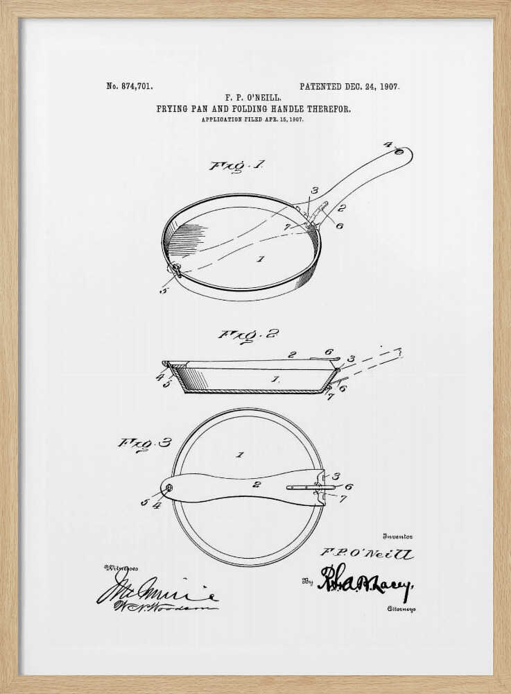 Frying Pan Patent 1907 - Poster / Art Print