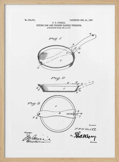 Frying Pan Patent 1907 - Poster / Art Print