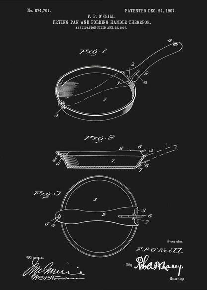 Frying Pan Patent 1907 - Poster / Art Print