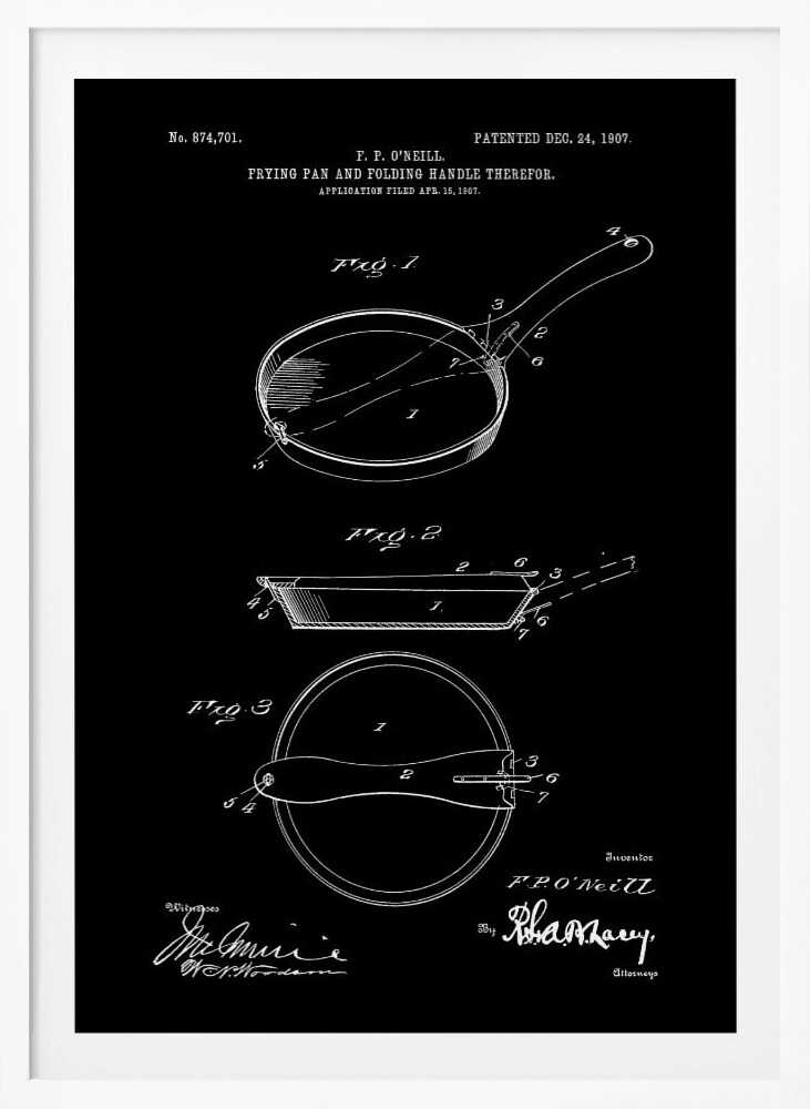 Frying Pan Patent 1907 - Poster / Art Print