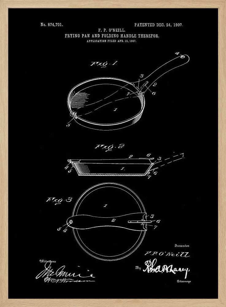Frying Pan Patent 1907 - Poster / Art Print