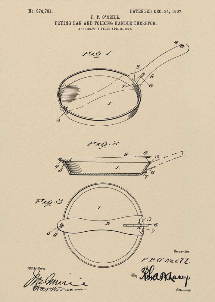 Frying Pan Patent 1907 - Poster / Art Print