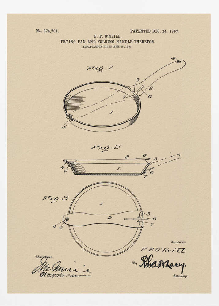 Frying Pan Patent 1907 - Poster / Art Print