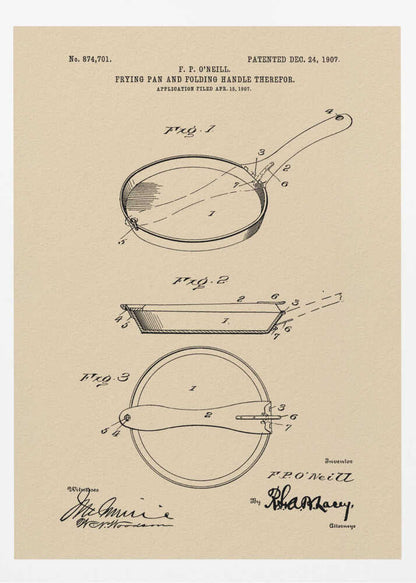 Frying Pan Patent 1907 - Poster / Art Print