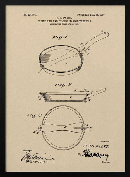 Frying Pan Patent 1907 - Poster / Art Print