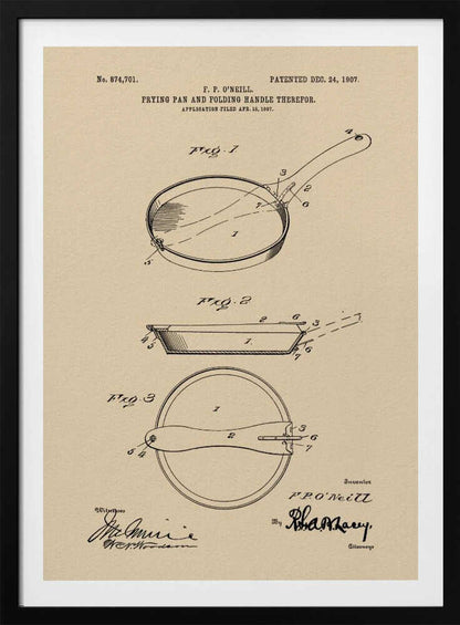 Frying Pan Patent 1907 - Poster / Art Print