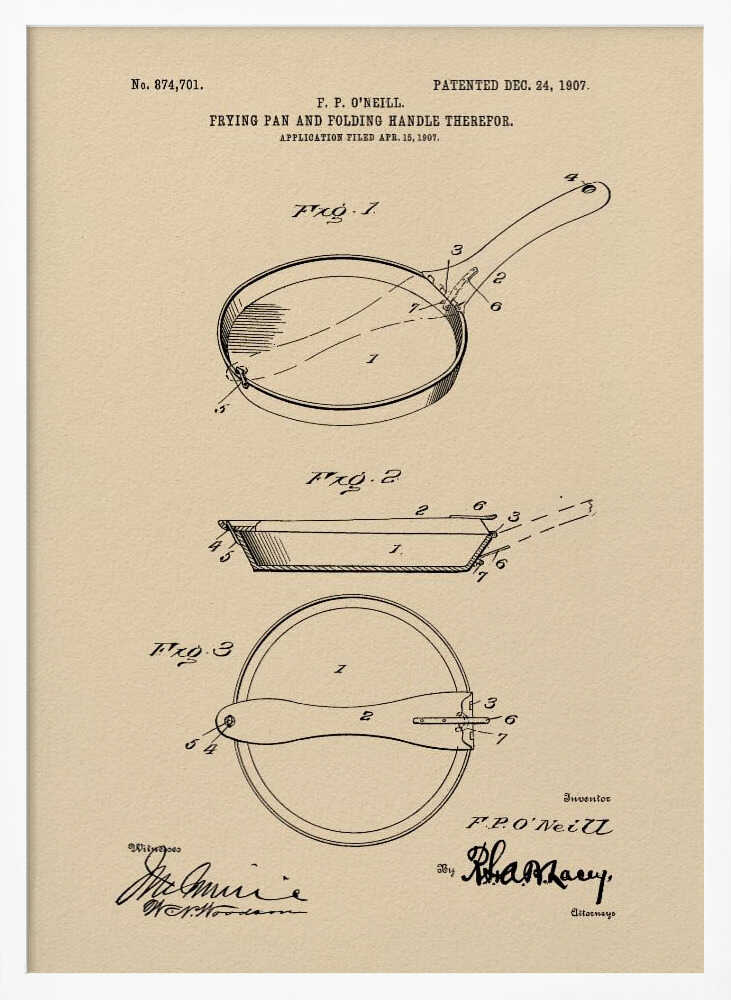 Frying Pan Patent 1907 - Poster / Art Print