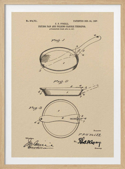 Frying Pan Patent 1907 - Poster / Art Print