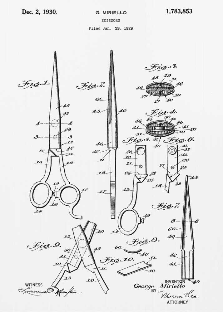 Scissors Patent 1929 - Poster / Art Print