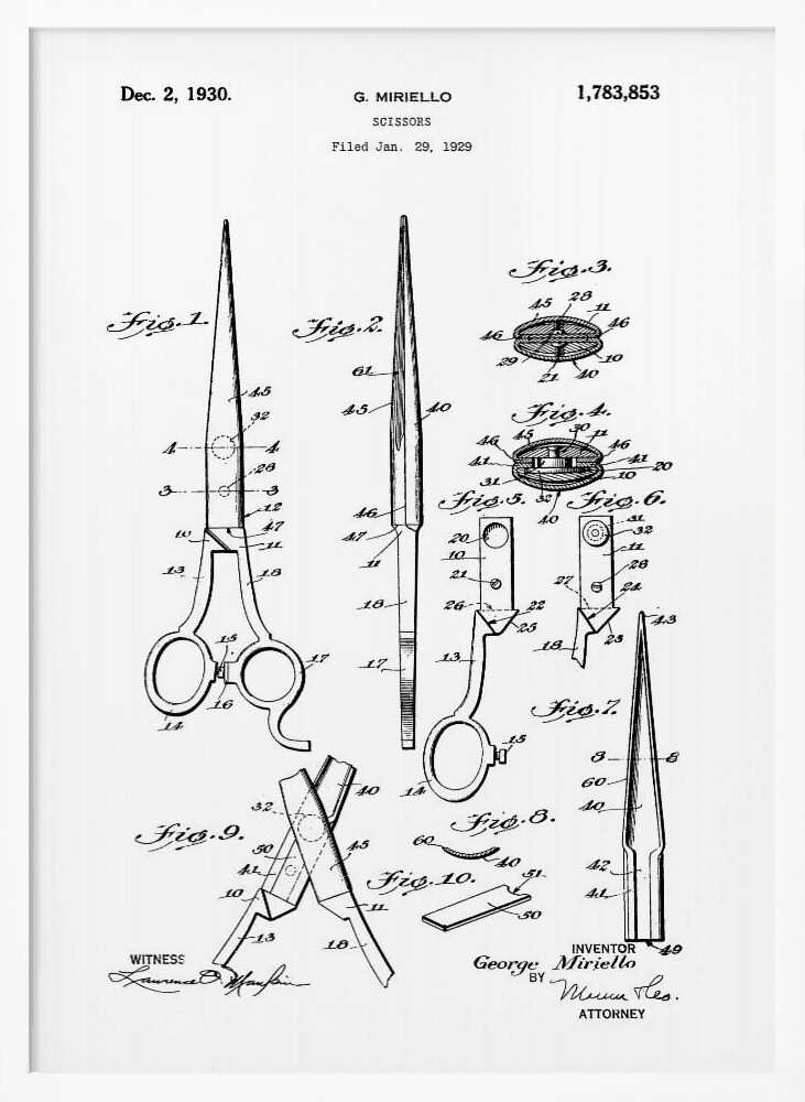 Scissors Patent 1929 - Poster / Art Print