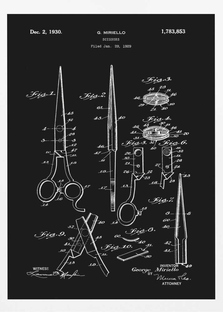 Scissors Patent 1929 - Poster / Art Print