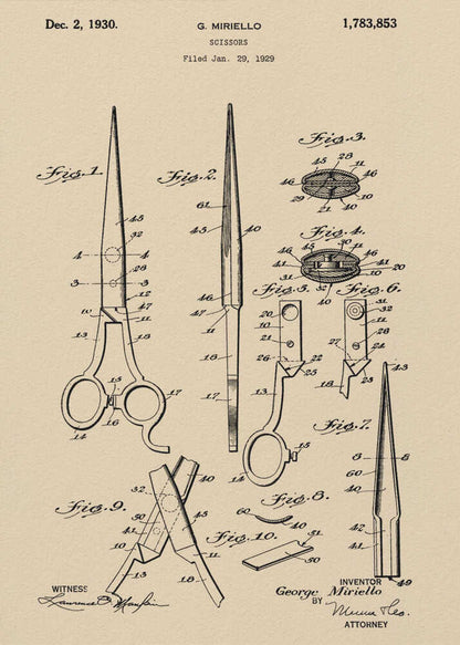 Scissors Patent 1929 - Poster / Art Print