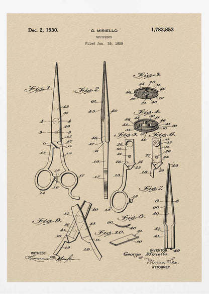 Scissors Patent 1929 - Poster / Art Print