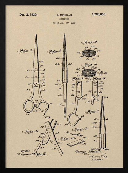 Scissors Patent 1929 - Poster / Art Print
