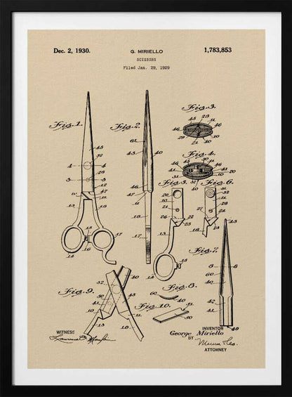 Scissors Patent 1929 - Poster / Art Print