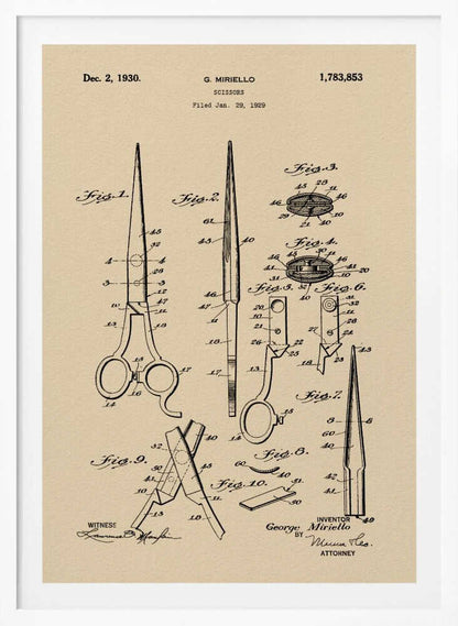 Scissors Patent 1929 - Poster / Art Print