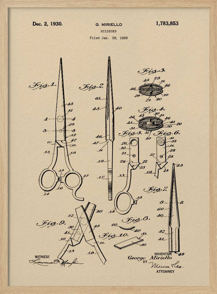 Scissors Patent 1929 - Poster / Art Print