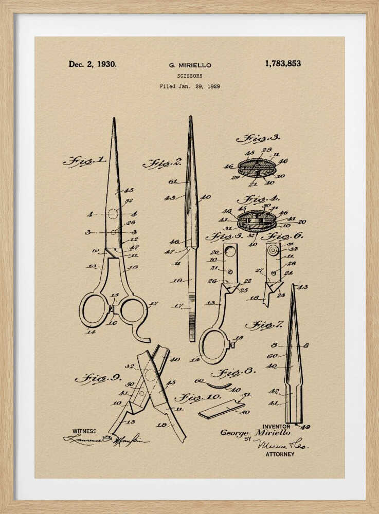 Scissors Patent 1929 - Poster / Art Print