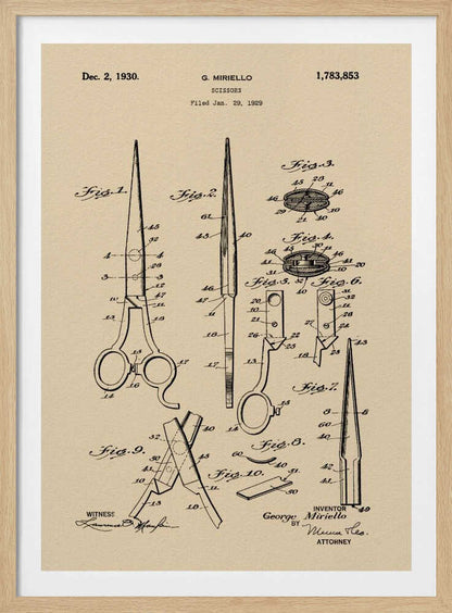 Scissors Patent 1929 - Poster / Art Print