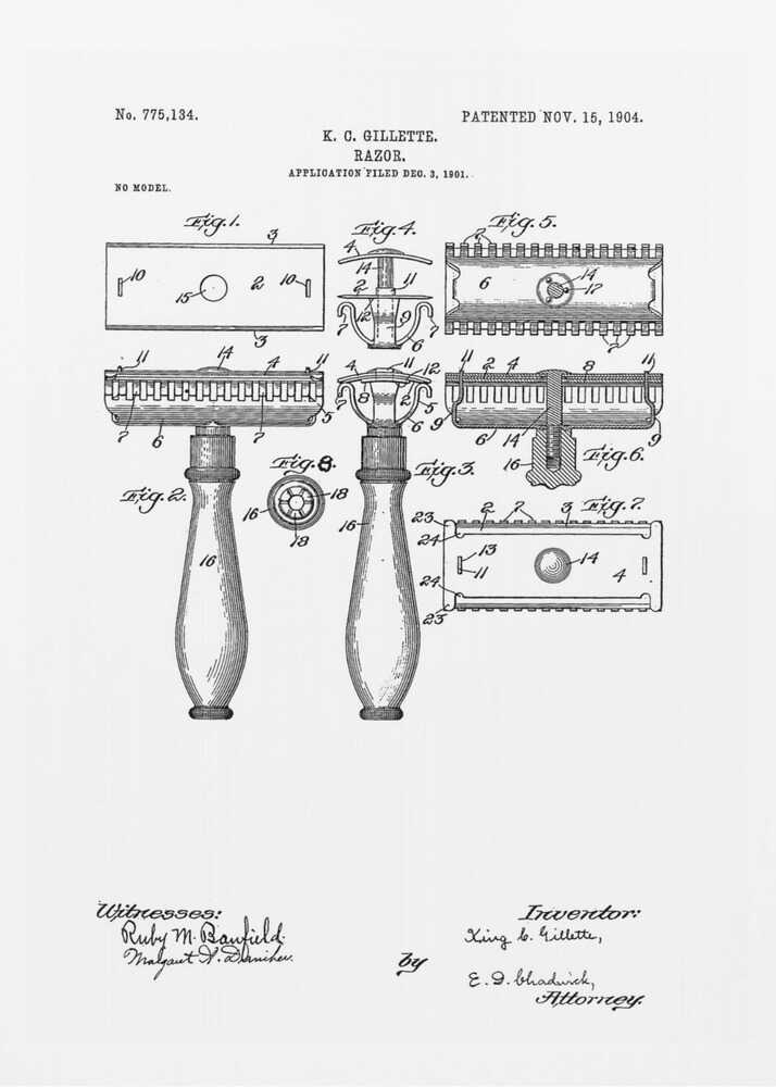 Razor Patent 1904 - Poster / Art Print