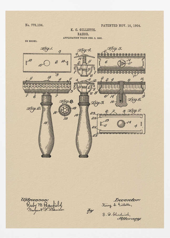 Razor Patent 1904 - Poster / Art Print