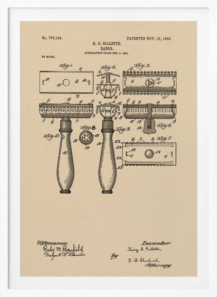 Razor Patent 1904 - Poster / Art Print