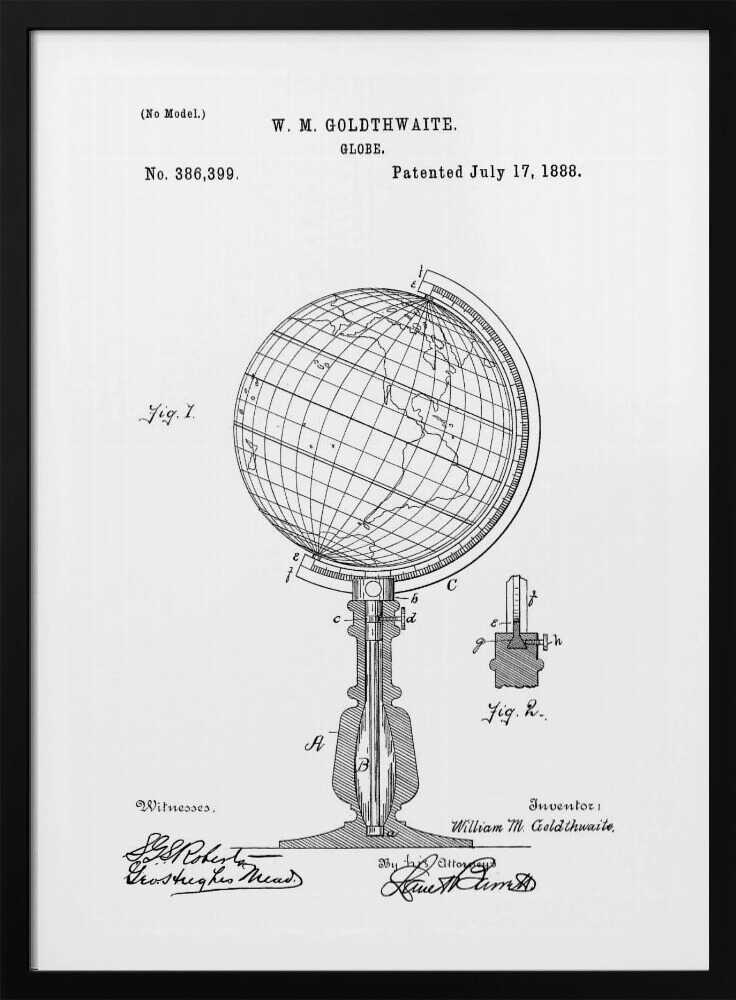Globe Patent 1888 - Poster / Art Print