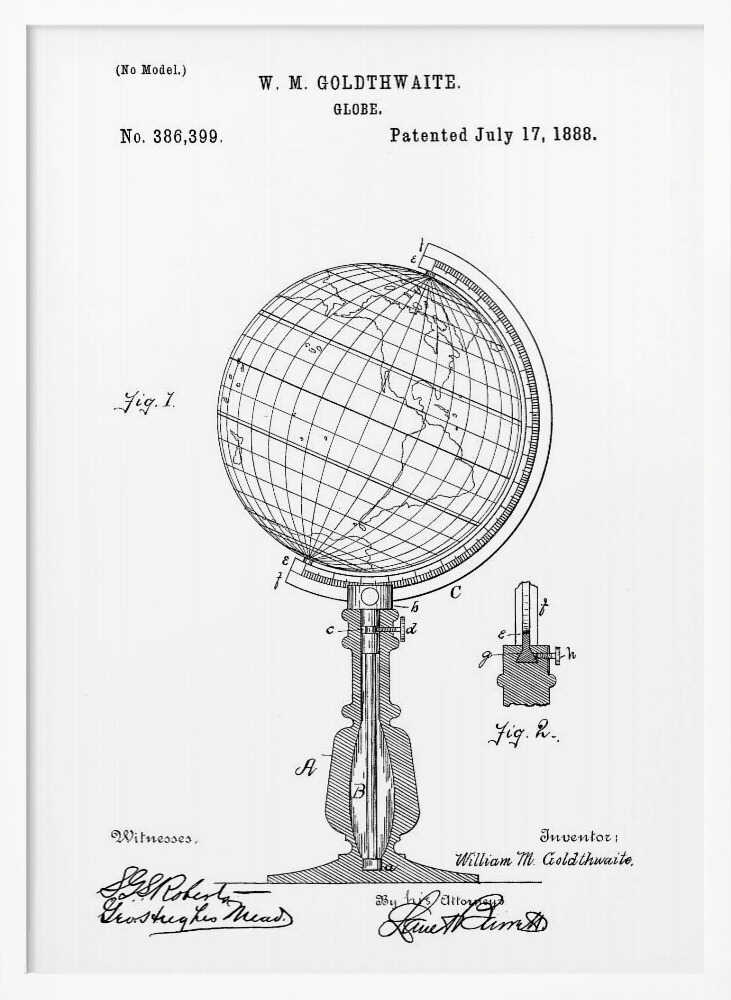 Globe Patent 1888 - Poster / Art Print