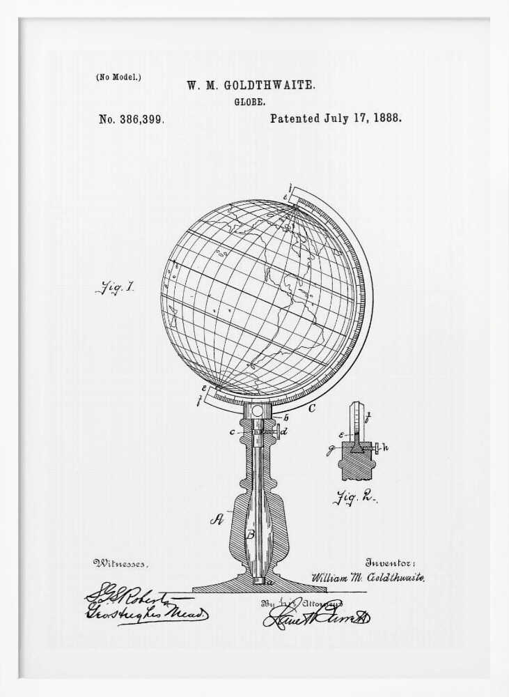 Globe Patent 1888 - Poster / Art Print
