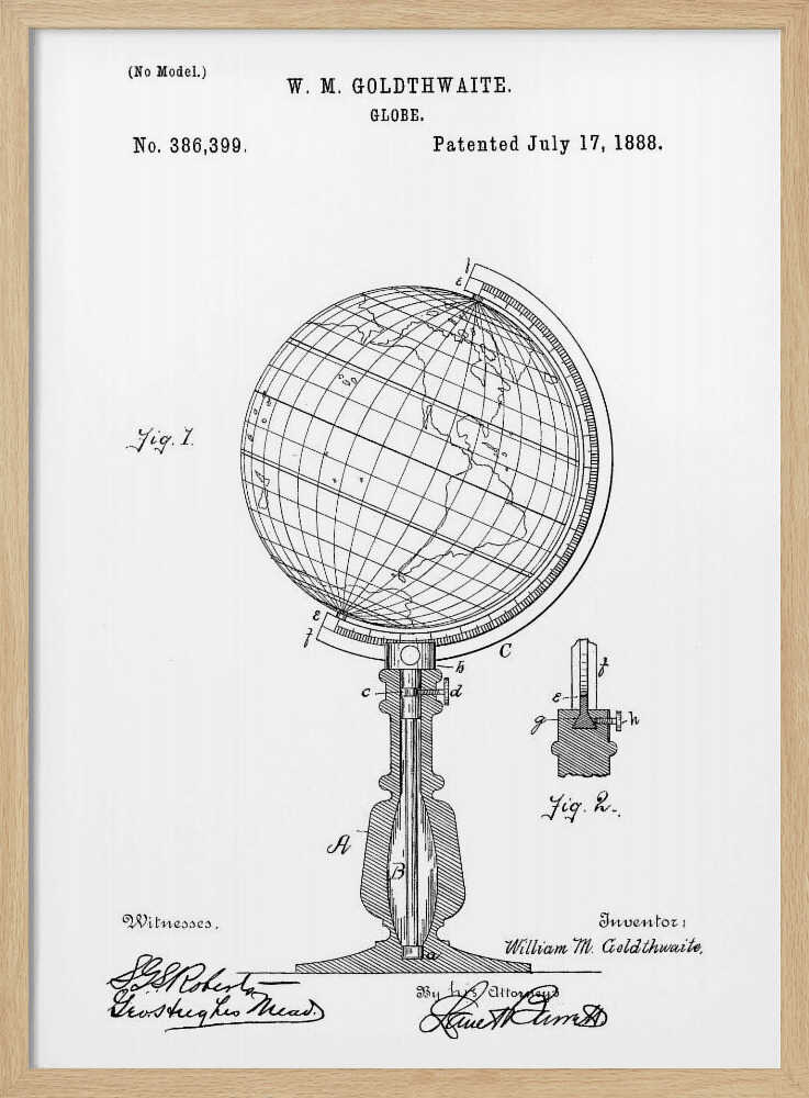 Globe Patent 1888 - Poster / Art Print