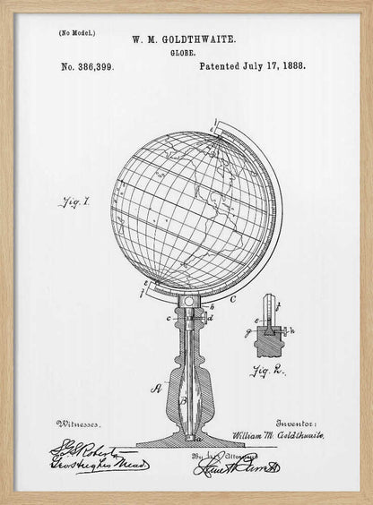 Globe Patent 1888 - Poster / Art Print