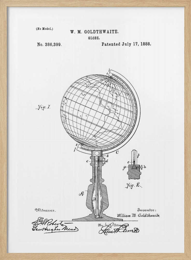 Globe Patent 1888 - Poster / Art Print