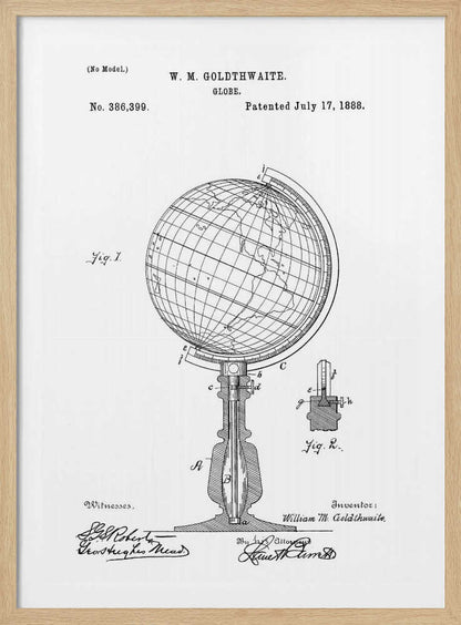 Globe Patent 1888 - Poster / Art Print