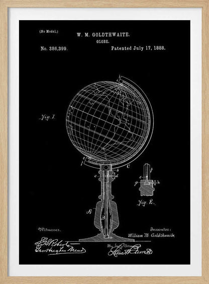 Globe Patent 1888 - Poster / Art Print