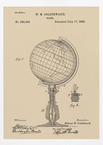 Globe Patent 1888 - Poster / Art Print