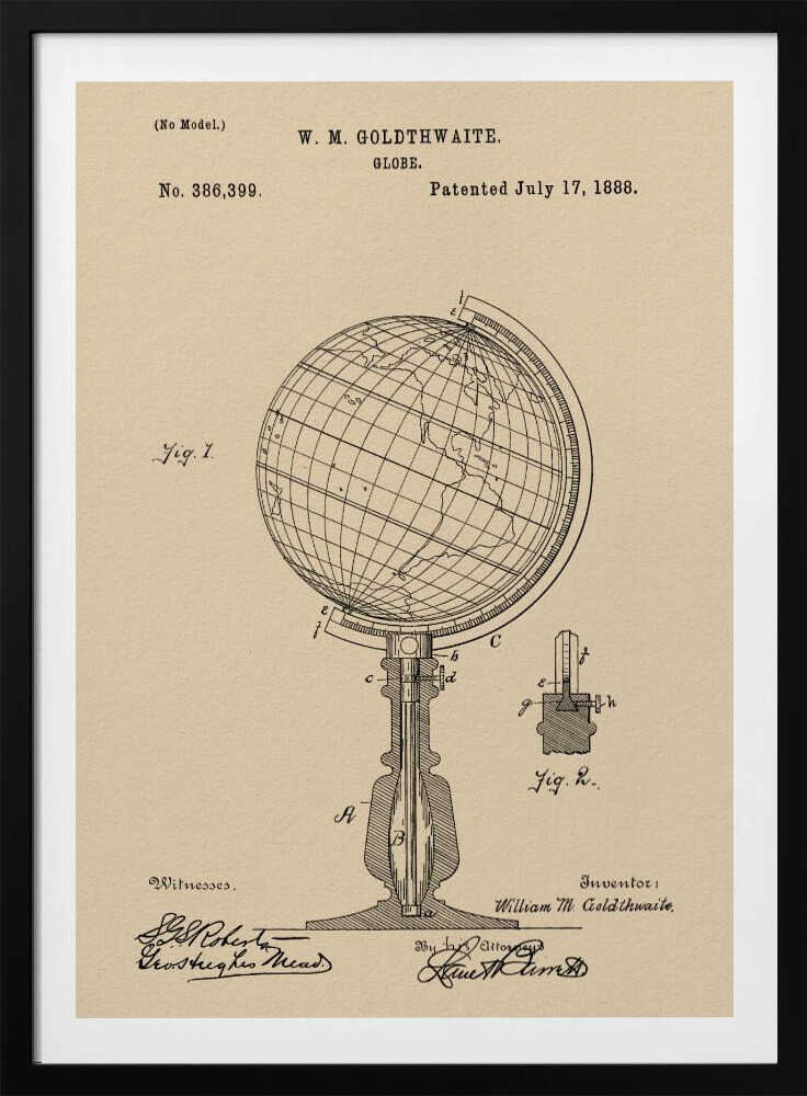 Globe Patent 1888 - Poster / Art Print