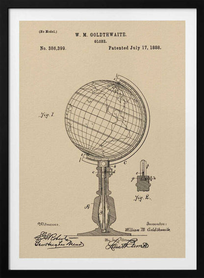 Globe Patent 1888 - Poster / Art Print