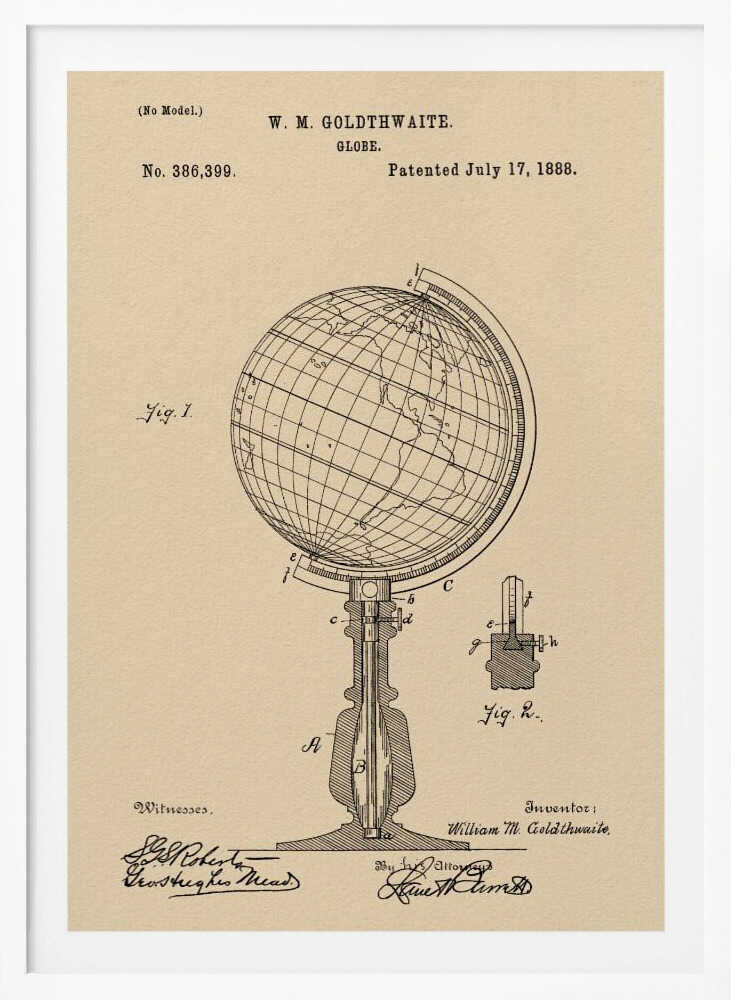 Globe Patent 1888 - Poster / Art Print