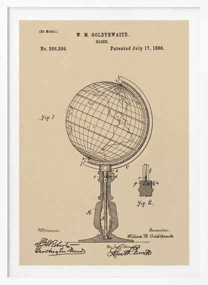 Globe Patent 1888 - Poster / Art Print